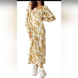 knee length dresses for ladies Smocked Floral Maxi Dress S/M – OMNIA